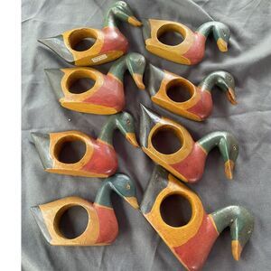 Vintage Hand Made Wood Napkin Rings Holders